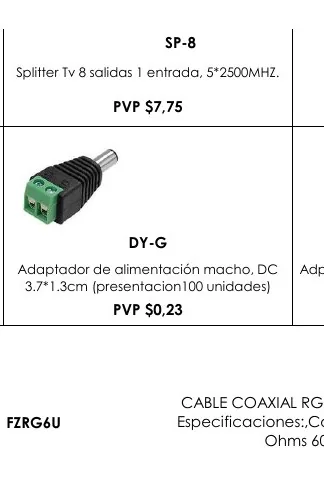 Adaptador de Alimentación Macho, DC Adpatador - SP-8