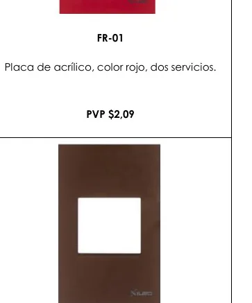 Placa de Acrílico, Color Rojo, Dos Servicios. - FR-01