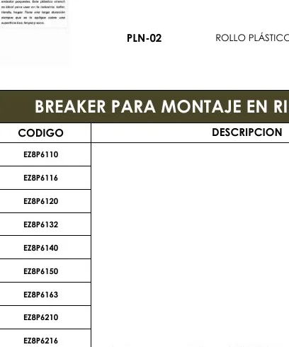 BREAKER PARA MONTAJE EN RIEL - PLN-02