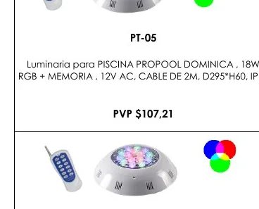 Luminaria para PISCINA PROPOOL DOMINICA , 18W - PT-05