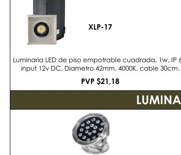 Luminaria LED de Piso Empotrable Cuadrada, 1W, IP 68, - XLP-17