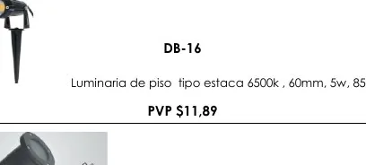 Luminaria de Piso Tipo Estaca 6500K , 60MM, 5W, 85-265V. - DB-16