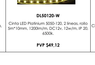Cinta LED Platinium 5050-120, 2 Lineas, Rollo - DL50120-W