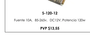 Fuente 10A ， 85-265V ， DC12V, Potencia 120W - S-120-12