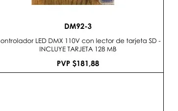Controlador LED DMX 110V con Lector de Tarjeta SD - - DM92-3