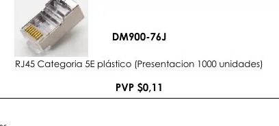 RJ45 Categoria 5E Plástico (presentacion 1000 Unidades) - DM900-76J