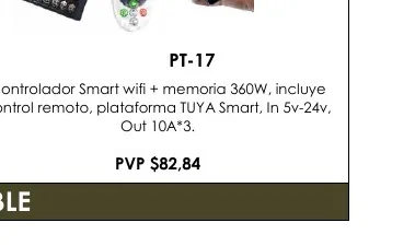 Controlador Smart Wifi + Memoria 360W, Incluye - PT-17