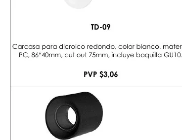 Carcasa para Dicroico Redondo, Color Blanco, Material - TD-09