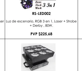Laser Luz de Escenario, RGB 3 en 1, Laser + Strobe - RS-LED002