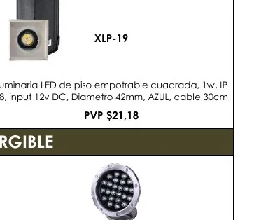 Luminaria LED de Piso Empotrable Cuadrada, 1W, IP - XLP-19