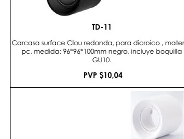 Carcasa Surface Clou Redonda, para Dicroico , Material - TD-11