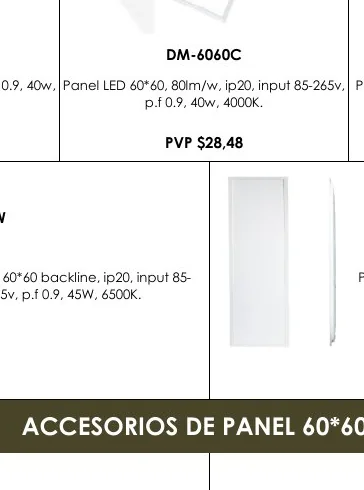 0.9, 40W, Panel LED 60*60, 80LM/W, IP20, Input 85-265V, Panel - DM-6060C