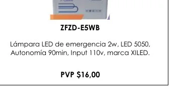 Lámpara LED de Emergencia 2W, LED 5050, - ZFZD-E5WB