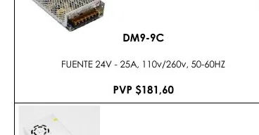 FUENTE 24V - 25A, 110V/260V, 50-60HZ - DM9-9C