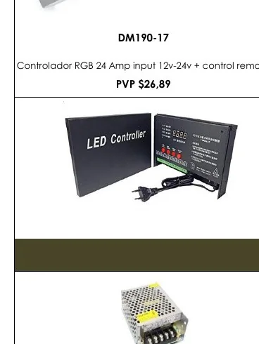 Controlador RGB 24 Amp Input 12V-24V + Control Remoto - DM190-17