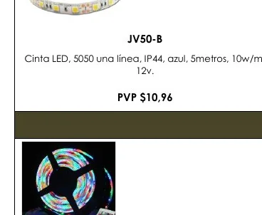 Cinta LED, 5050 Una Línea, IP44, Azul, 5METROS, 10W/M, - JV50-B