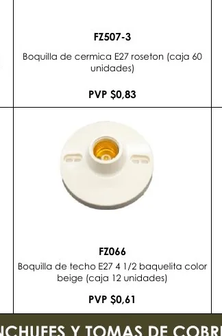 Boquilla de Techo E27 4 1/2 Baquelita Color - FZ507-3