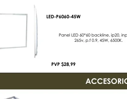 Panel LED 60*60 Backline, IP20, Input - LED-P6060-45W