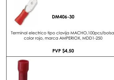 Terminal Electrico Tipo Clavija MACHO,100PCS/BOLSA, - DM406-30