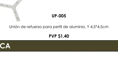 Unión de Refuerzo para Perfil de Aluminio, Y 4,5*4,5CM - UP-005