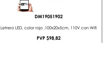Letrero LED, Color Rojo ,100X20X5CM, 110V con Wifi - DM19051902