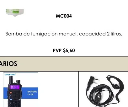 Bomba de Fumigación Manual, Capacidad 2 Litros. - MC004