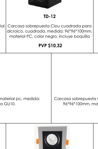 Material Carcasa Sobrepuesta Clou Cuadrada para - TD-12