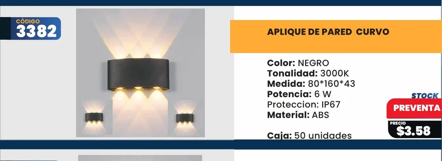 APLIQUE DE PARED CURVO - 3382