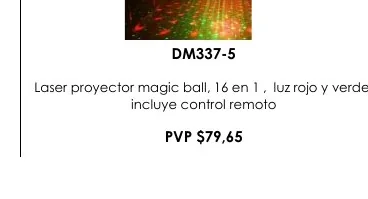 Laser Proyector Magic Ball, 16 en 1 , Luz Rojo y Verde, - DM337-5