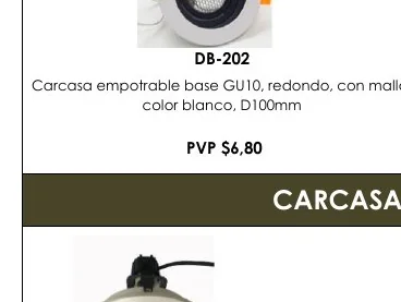 Carcasa Empotrable Base GU10, Redondo, con Malla, - DB-202