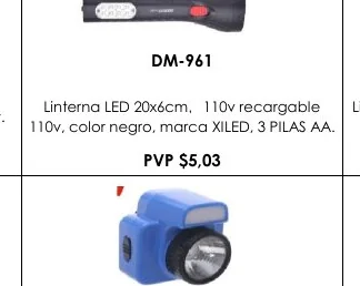 Linterna LED 20X6CM ， 110V Recargable Linterna - DM-961