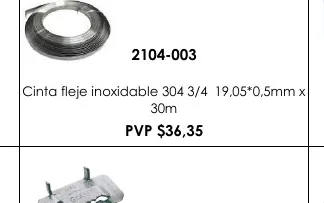 Cinta Fleje Inoxidable 304 3/4 19,05*0,5MM X - 2104-003