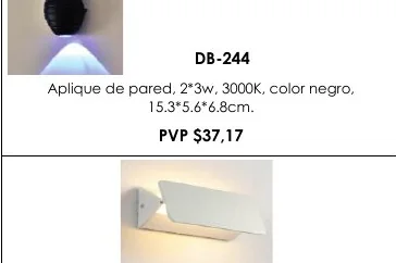 Aplique de Pared, 2*3W, 3000K, Color Negro, - DB-244