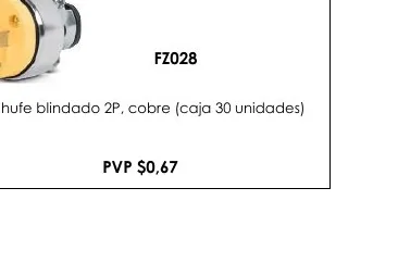 Enchufe Blindado 2P, Cobre (caja 30 Unidades) - FZ028