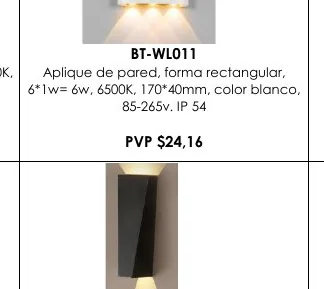 3000K, Aplique de Pared, Forma Rectangular, - BT-WL011
