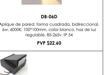 Aplique de Pared, Forma Cuadrada, Bidireccional, - DB-06D