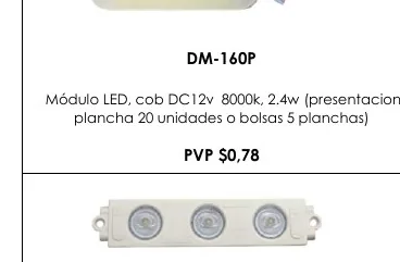 Módulo LED, Cob DC12V 8000K, 2.4W (presentacion - DM-160P