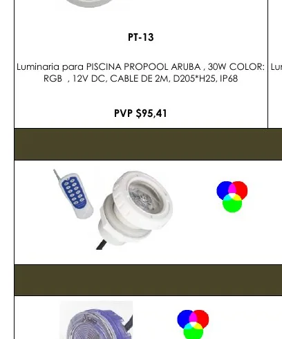 Luminaria para PISCINA PROPOOL ARUBA , 30W COLOR: Luminaria - PT-13
