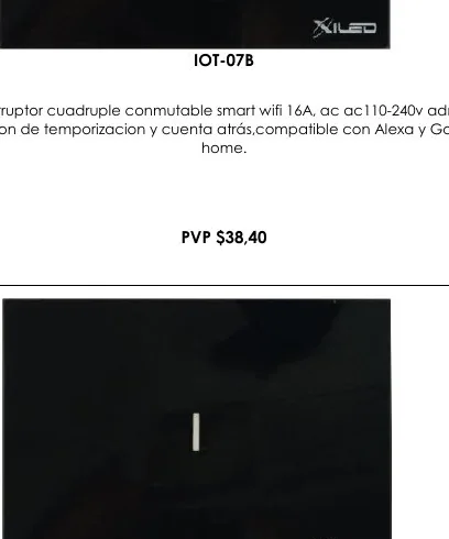 Interruptor Cuadruple Conmutable Smart Wifi 16A, Ac AC110-240V Admite - IOT-07B