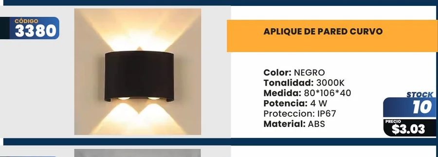 APLIQUE DE PARED CURVO - 3380