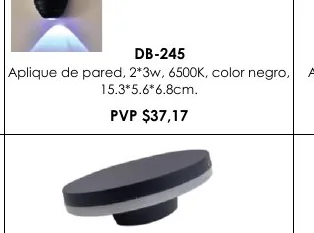 Aplique de Pared, 2*3W, 6500K, Color Negro, Aplique - DB-245