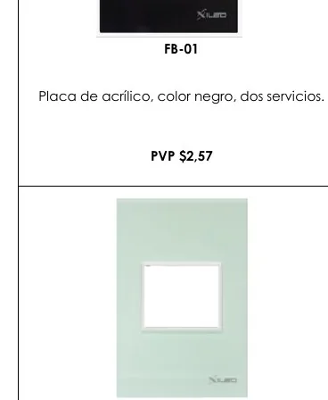 Placa de Acrílico, Color Negro, Dos Servicios. - FB-01