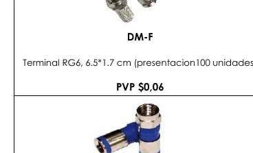 Terminal RG6, 6.5*1.7 Cm (PRESENTACION100 Unidades) - DM-F