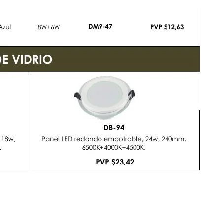 18W, Panel LED Redondo Empotrable, 24W, 240MM, - DM9-47