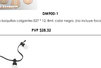 Con Boquillas Colgantes E27 * 12, 8MT, Color Negro. (no Incluye Focos) - DM900-1