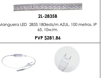 Manguera LED 2835 180LEDS/M AZUL, 100 Metros, IP - 2L-2835B