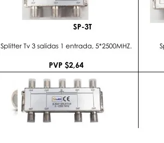 Splitter Tv 3 Salidas 1 Entrada, 5*2500MHZ. Splitter - SP-3T