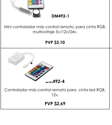 Mini Controlador Más Control Remoto, para Cinta RGB, - DM492-1