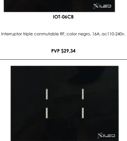 Interruptor Triple Conmutable RF, Color Negro, 16A, AC110-240V. - IOT-06CB