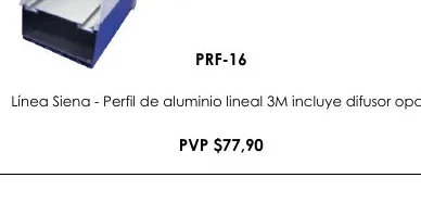 Línea Siena - Perfil de Aluminio Lineal 3M Incluye Difusor Opal. - PRF-16